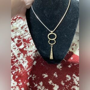 Gold Tone Obelisk Pendant on a 30 in Snake Chain